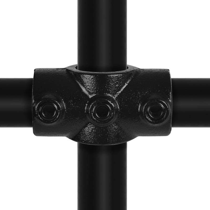 Kreuzstück, durchgehend schwarz, 90°- Verbindungsschelle  48,3 mm (1½”)
