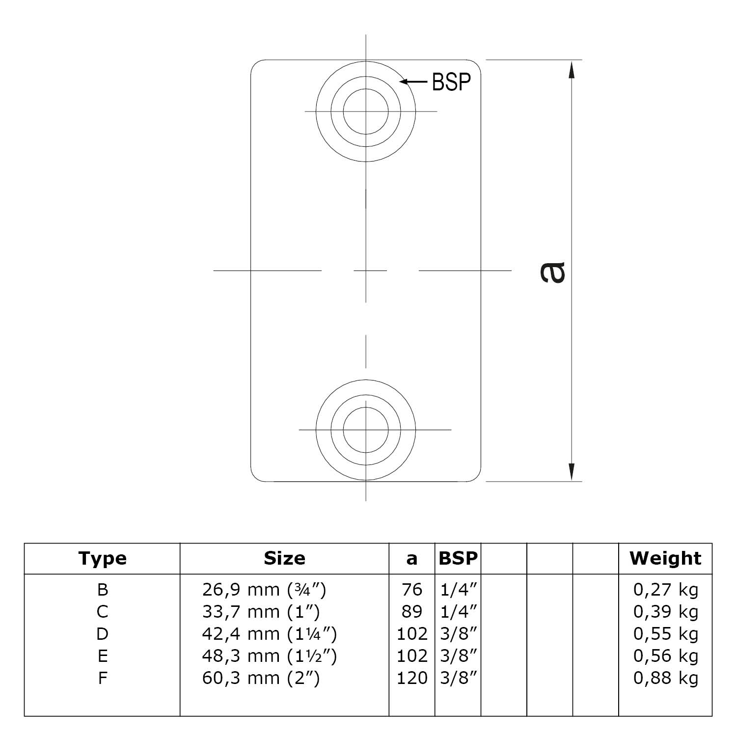 Verlängerungsstück, aussen 48,3 mm (1½”)