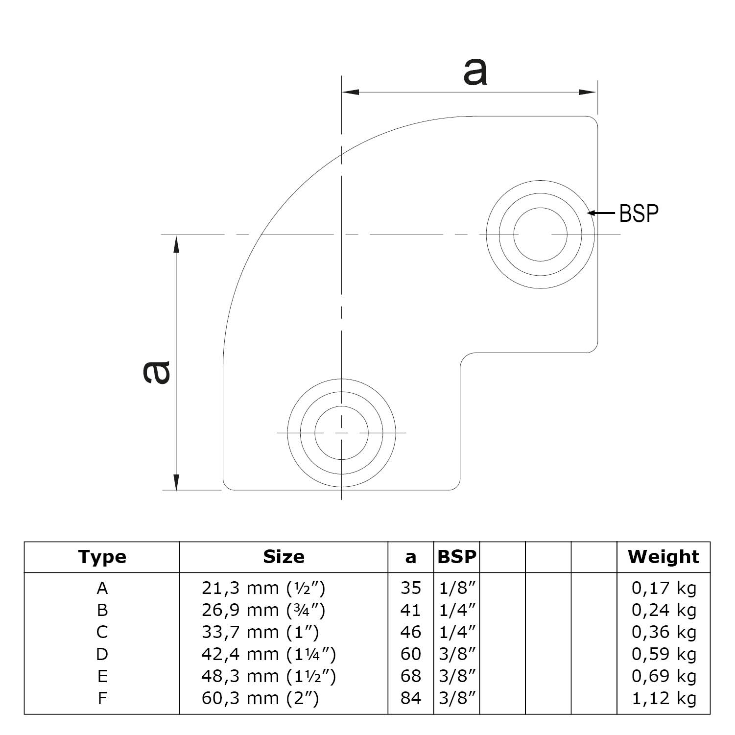 Bogen 90°  48,3 mm (1½”)