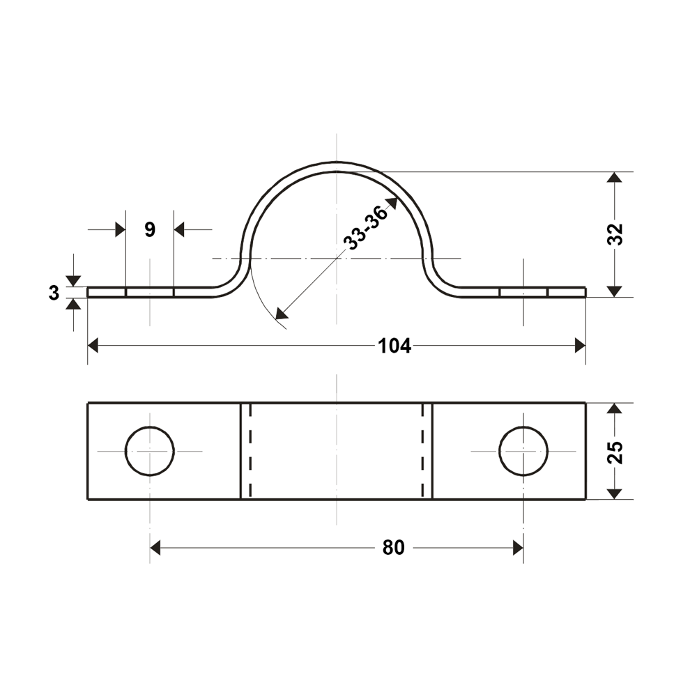 Rohrschelle leicht, 1"  (33.7 mm)