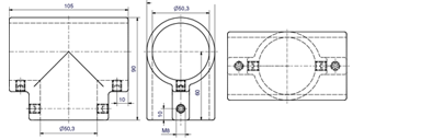 T-Verbinder  lang 90° 48,3mm, 202gr 